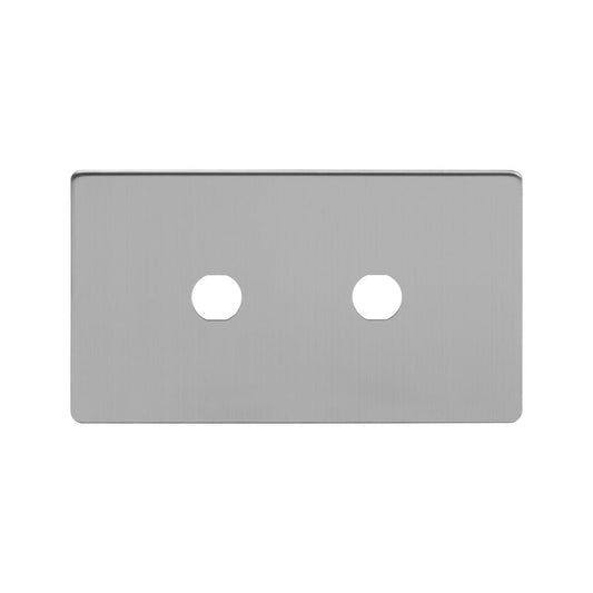 The Lombard Collection Brushed Chrome 2 Gang (Lg Plt) CM Circular Module Grid Switch Plate