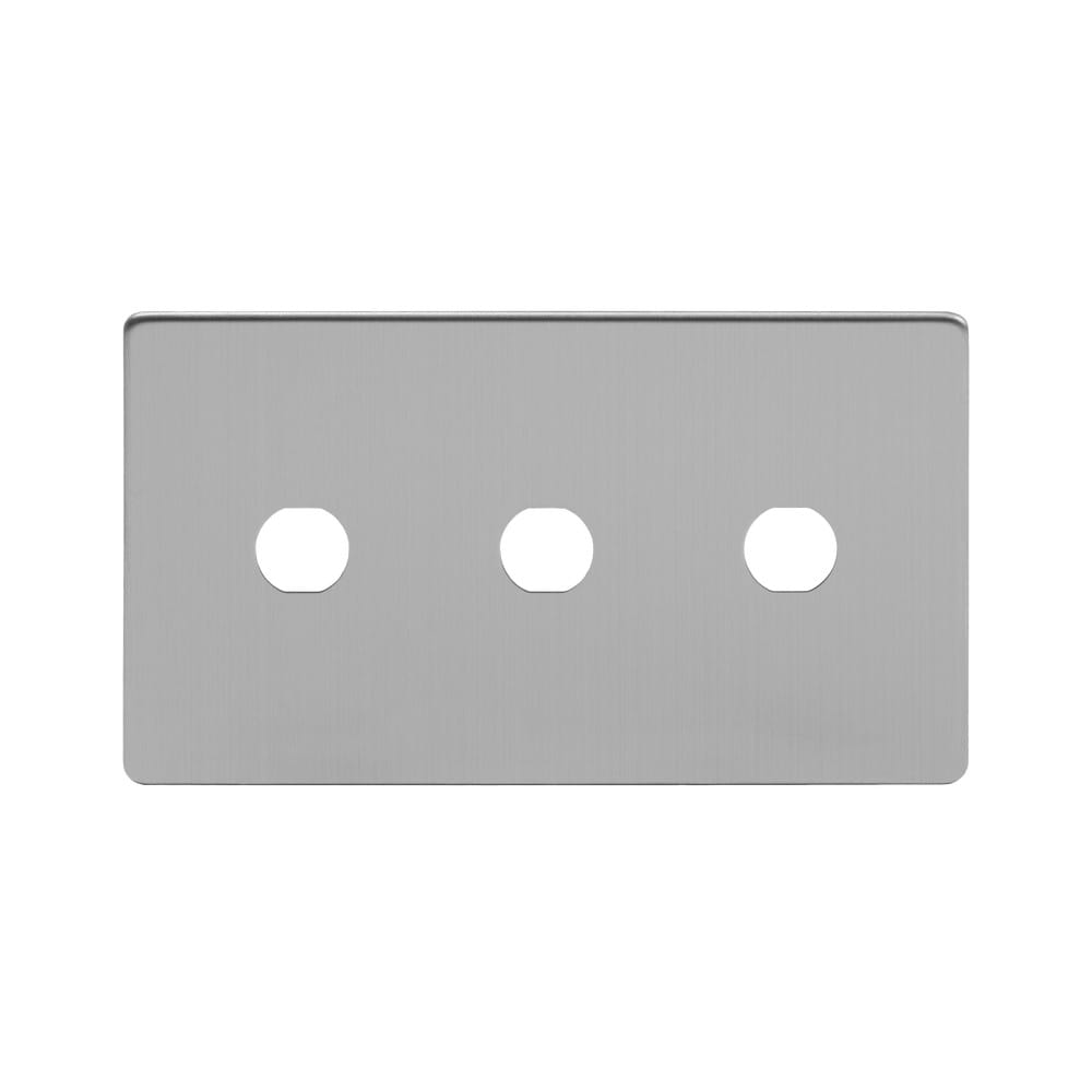 The Lombard Collection Brushed Chrome 3 Gang CM Circular Module Grid Switch Plate