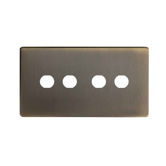 The Charterhouse Collection 4 Gang CM Circular Module Grid Switch Plate Antique Brass