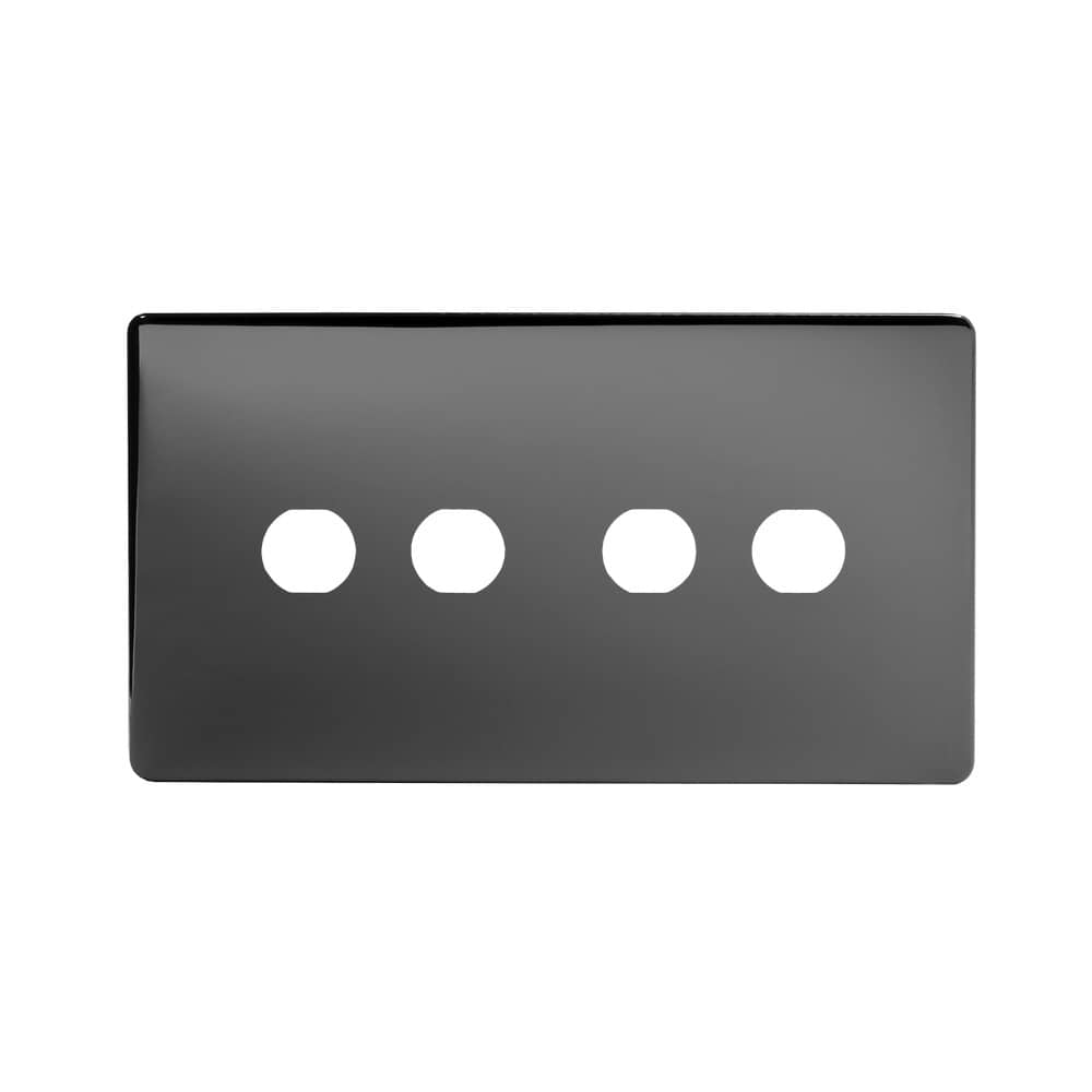 The Connaught Collection Black Nickel 4 Gang CM Circular Module Grid Switch Plate