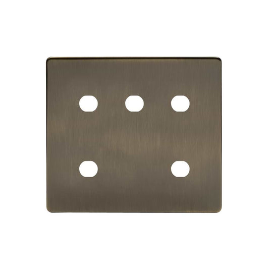 The Charterhouse Collection 5 Gang CM Circular Module Grid Switch Plate Antique Brass