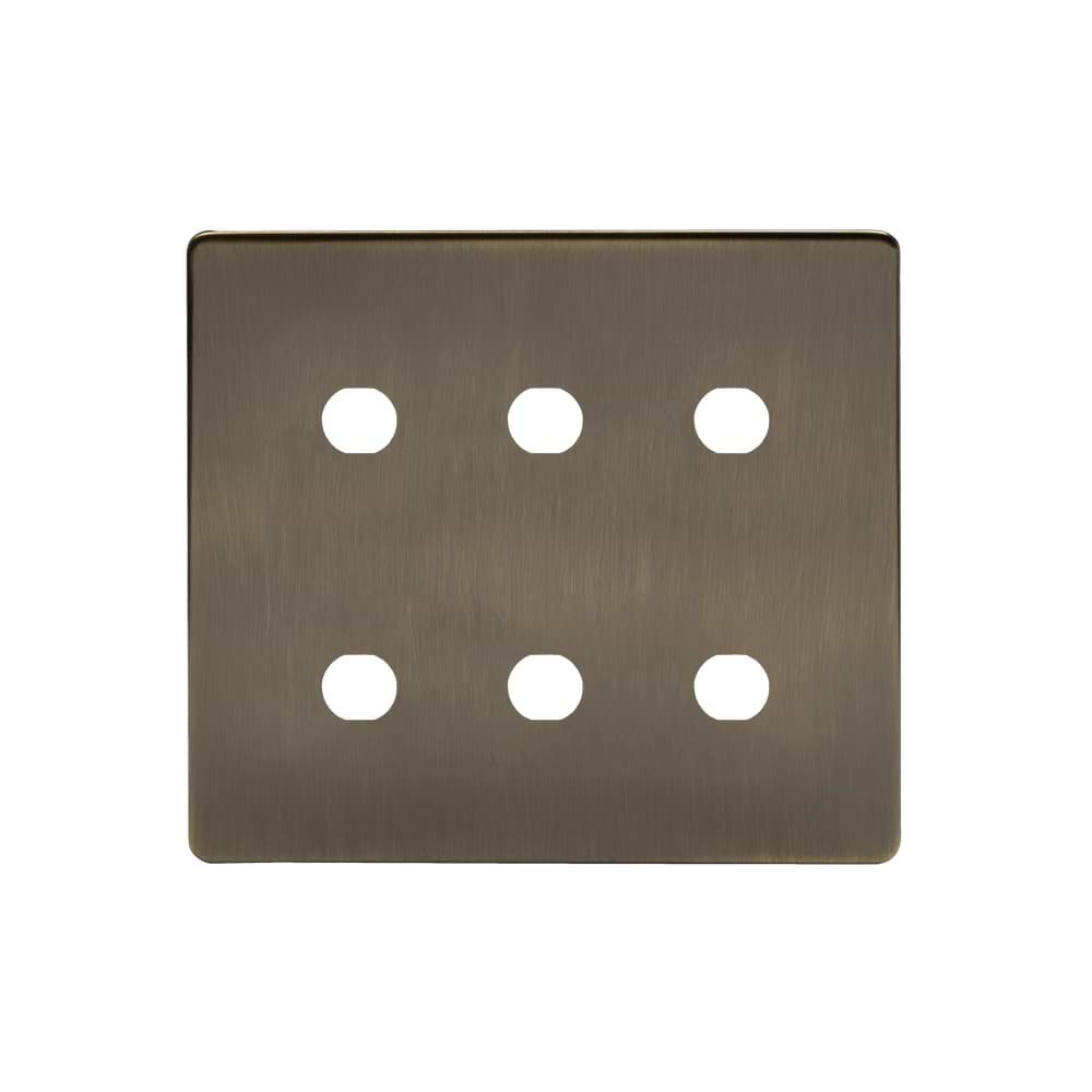 The Charterhouse Collection 6 Gang CM Circular Module Grid Switch Plate Antique Brass