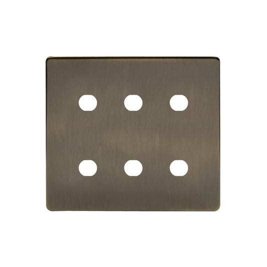 The Charterhouse Collection 6 Gang CM Circular Module Grid Switch Plate Antique Brass