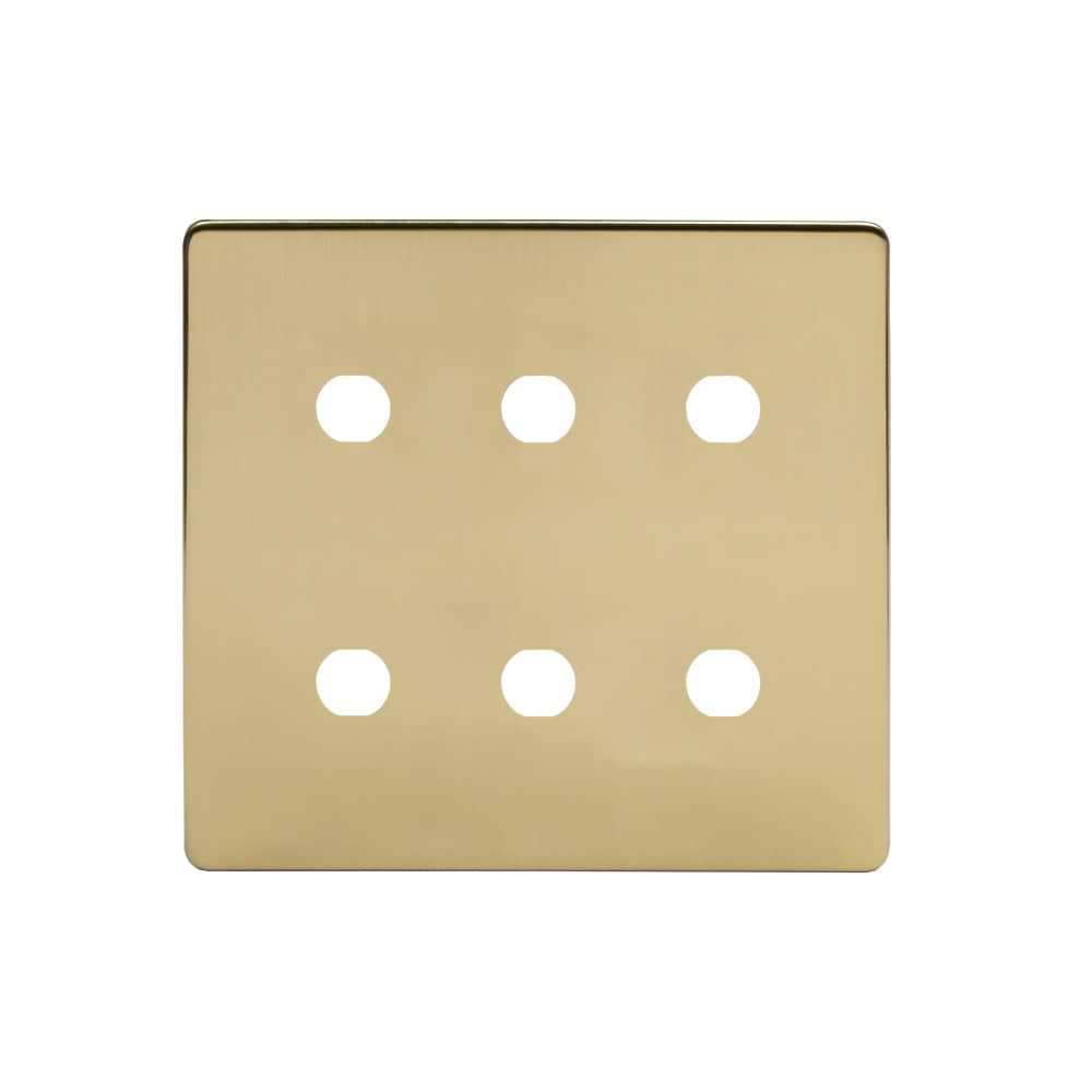 The Savoy Collection Brushed Brass 6 Gang CM Circular Module Grid Switch Plate