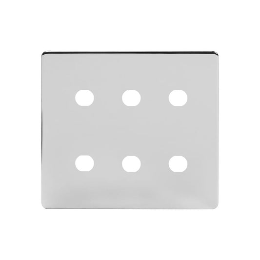 The Finsbury Collection Polished Chrome 6 Gang CM Circular Module Grid Switch Plate