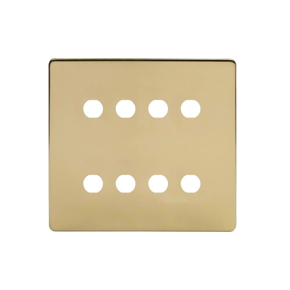 The Savoy Collection Brushed Brass 8 Gang CM Circular Module Grid Switch Plate