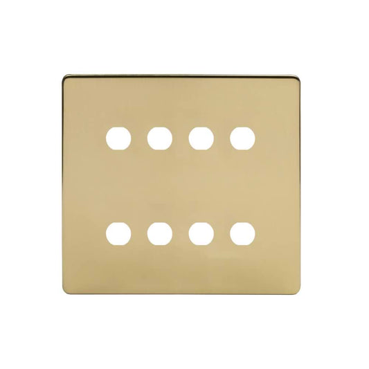 The Savoy Collection Brushed Brass 8 Gang CM Circular Module Grid Switch Plate