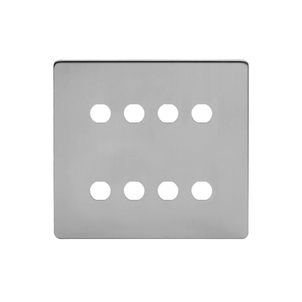The Lombard Collection Brushed Chrome 8 Gang CM Circular Module Grid Switch Plate