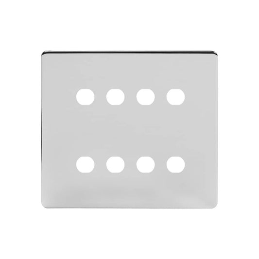 The Finsbury Collection Polished Chrome 8 Gang CM Circular Module Grid Switch Plate