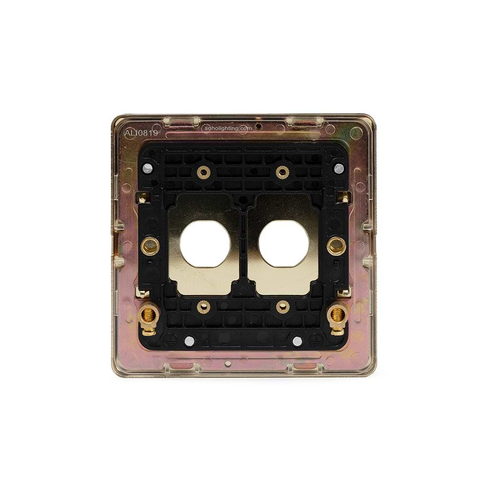 The Savoy Collection Brushed Brass 2 Gang LT3 Toggle Plate ONLY