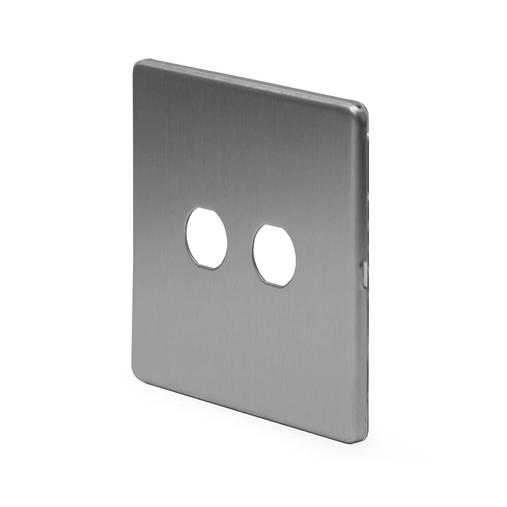 The Lombard Collection Brushed Chrome 2 Gang LT3 Toggle Plate ONLY