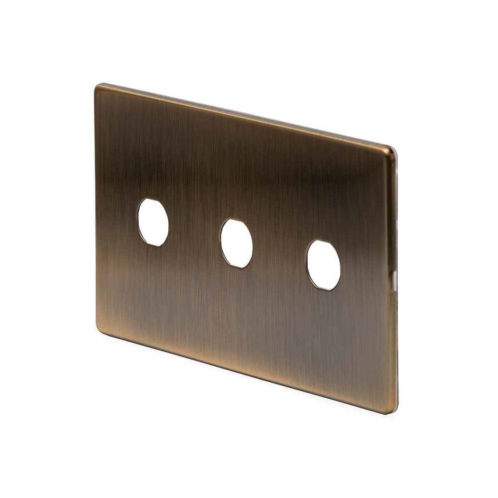 The Charterhouse Collection 3 Gang LT3 Toggle Plate ONLY Antique Brass