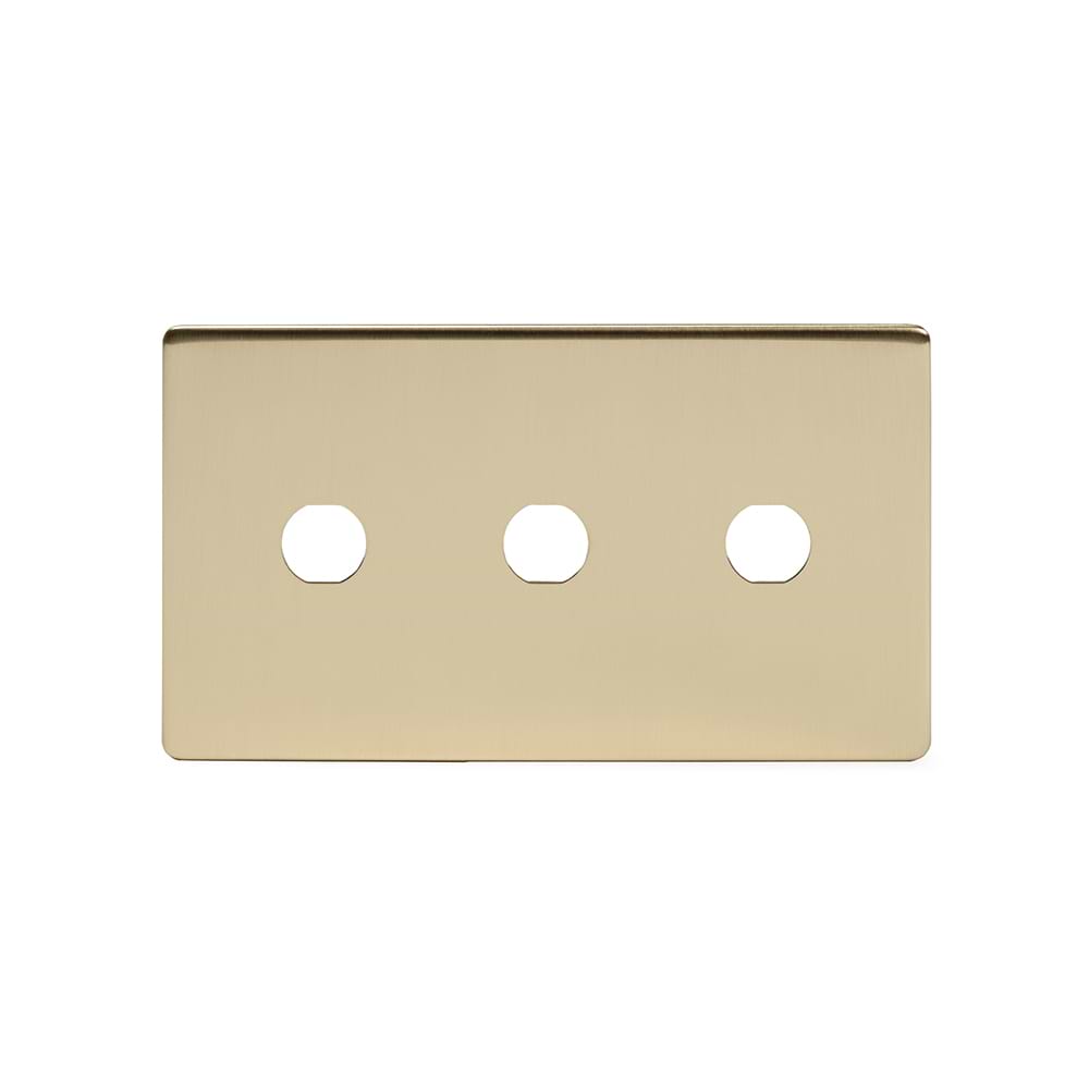 The Savoy Collection Brushed Brass 3 Gang LT3 Toggle Plate ONLY