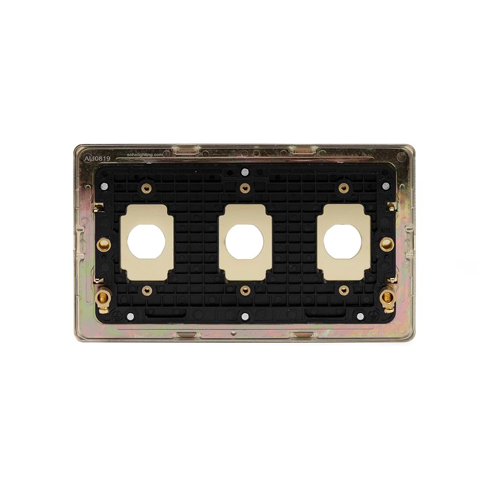 The Savoy Collection Brushed Brass 3 Gang LT3 Toggle Plate ONLY