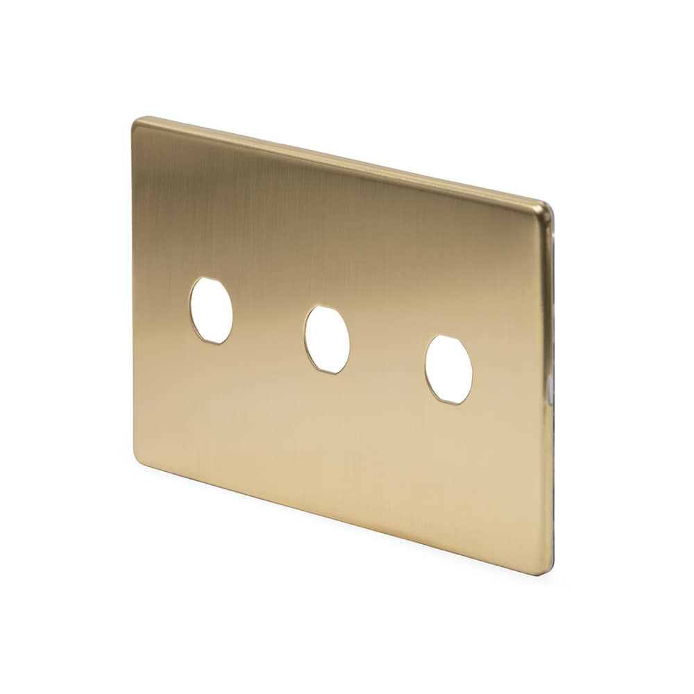 The Savoy Collection Brushed Brass 3 Gang LT3 Toggle Plate ONLY