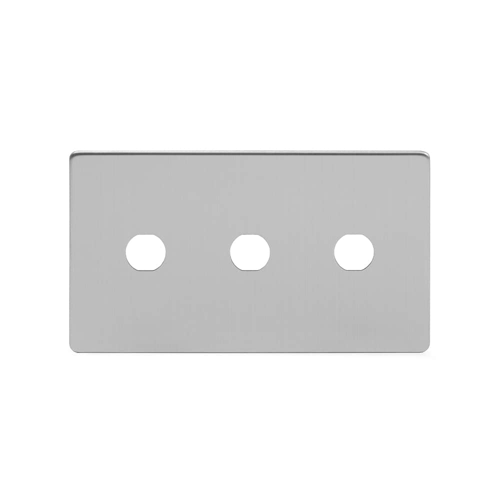 The Lombard Collection Brushed Chrome 3 Gang LT3 Toggle Plate ONLY