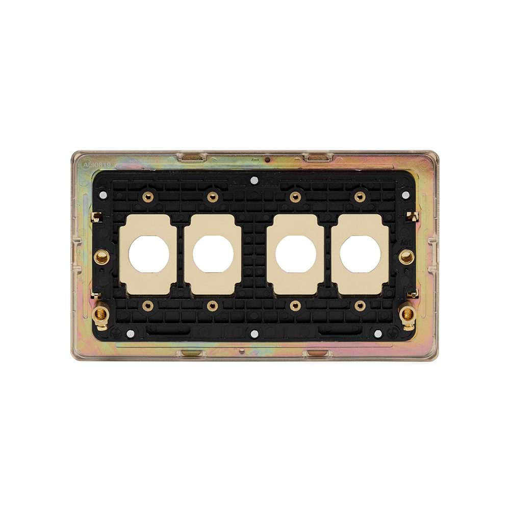 The Savoy Collection Brushed Brass 4 Gang LT3 Toggle Plate ONLY