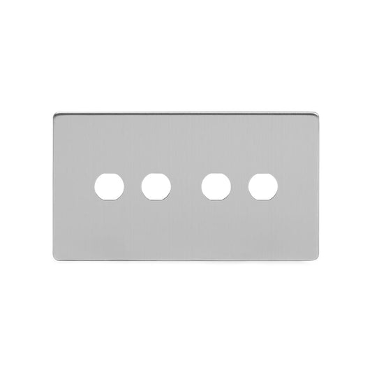 The Lombard Collection Brushed Chrome 4 Gang LT3 Toggle Plate ONLY