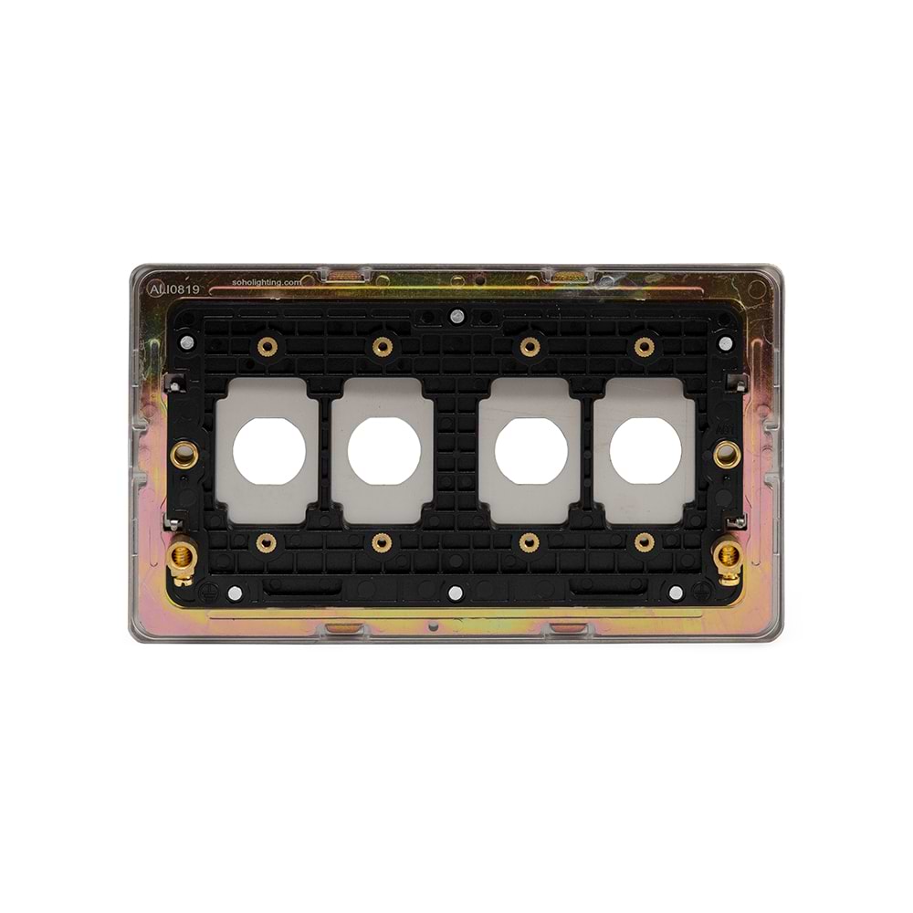 The Lombard Collection Brushed Chrome 4 Gang LT3 Toggle Plate ONLY