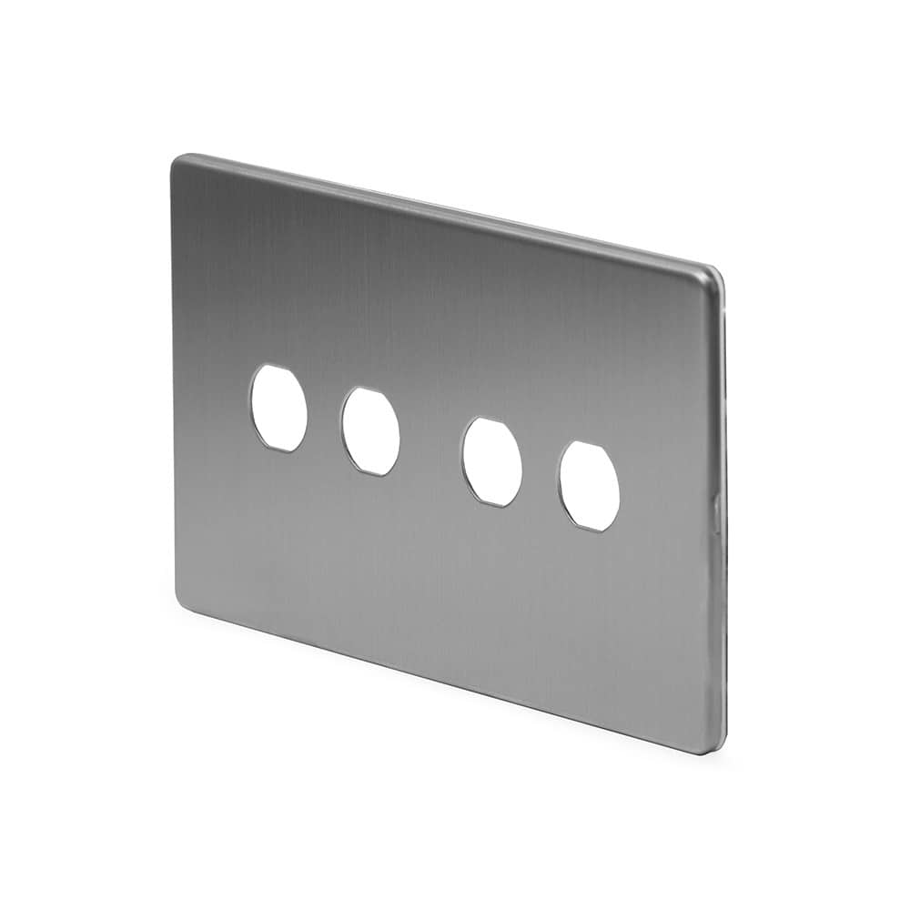 The Lombard Collection Brushed Chrome 4 Gang LT3 Toggle Plate ONLY