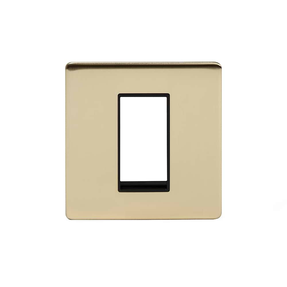 The Savoy Collection Brushed Brass Black Insert 1 x25mm EM-Euro Module Faceplate