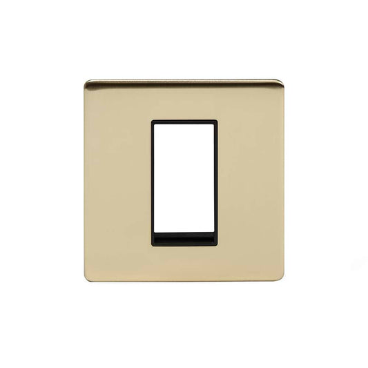 The Savoy Collection Brushed Brass Black Insert 1 x25mm EM-Euro Module Faceplate