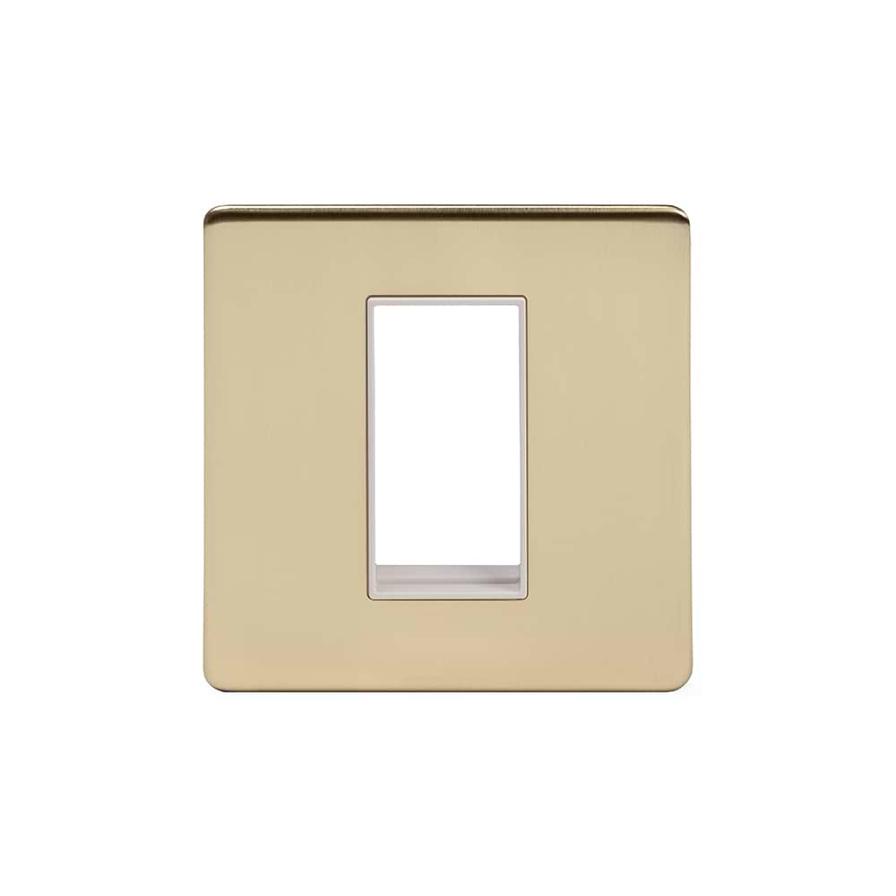 The Savoy Collection Brushed Brass White Insert 1 x25mm EM-Euro Module Faceplate