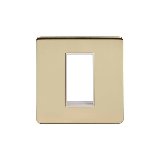 The Savoy Collection Brushed Brass White Insert 1 x25mm EM-Euro Module Faceplate