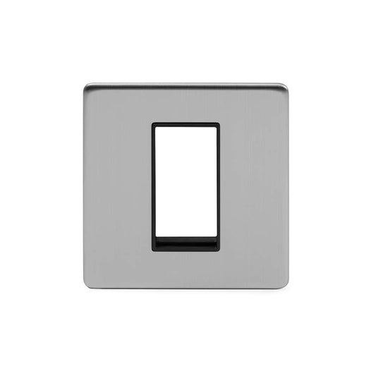 The Lombard Collection Brushed Chrome Black Insert 1 x25mm EM-Euro Module Faceplate