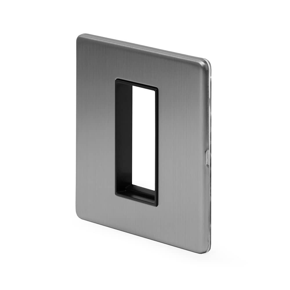The Lombard Collection Brushed Chrome Black Insert 1 x25mm EM-Euro Module Faceplate