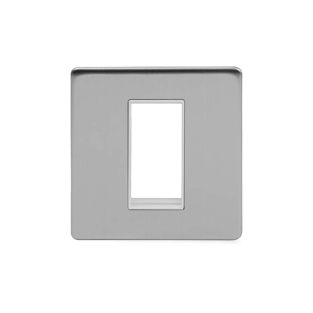 The Lombard Collection Brushed Chrome White Insert 1 x25mm EM-Euro Module Faceplate