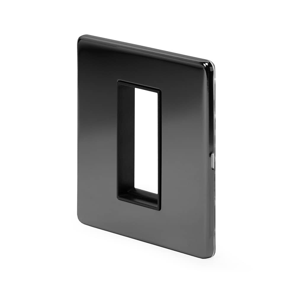 The Connaught Collection Black Nickel 1 x25mm EM-Euro Module Faceplate