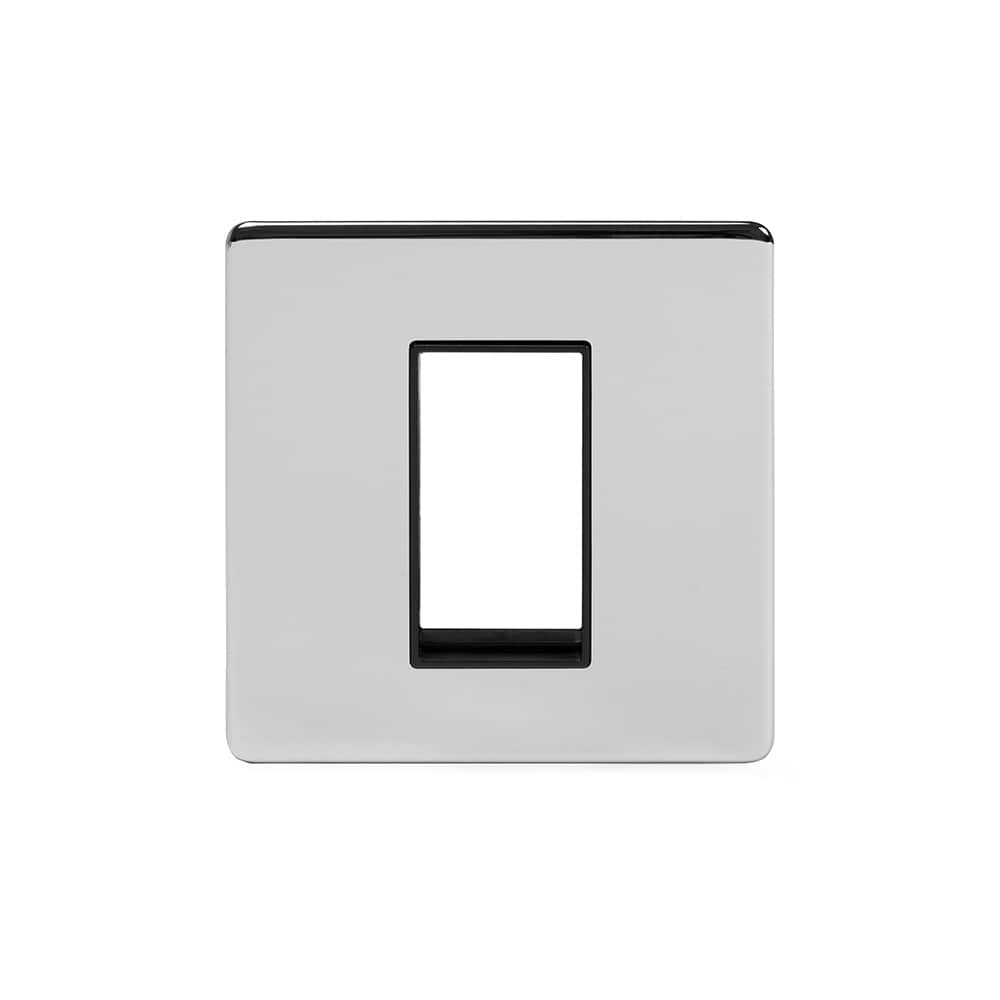 The Finsbury Collection Polished Chrome Black Insert 1 x25mm EM-Euro Module Faceplate