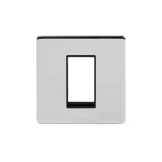 The Finsbury Collection Polished Chrome Black Insert 1 x25mm EM-Euro Module Faceplate