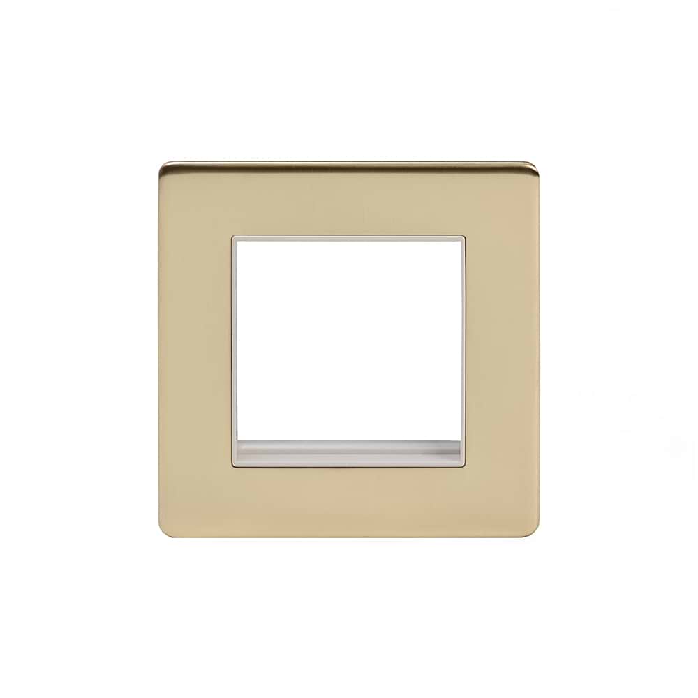 The Savoy Collection Brushed Brass White Insert 2 x25mm EM-Euro Module Faceplate