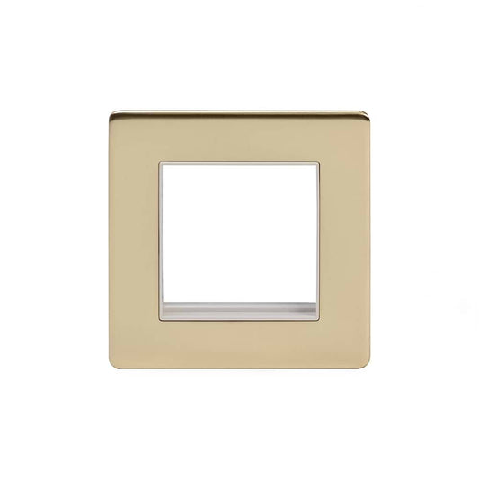 The Savoy Collection Brushed Brass White Insert 2 x25mm EM-Euro Module Faceplate
