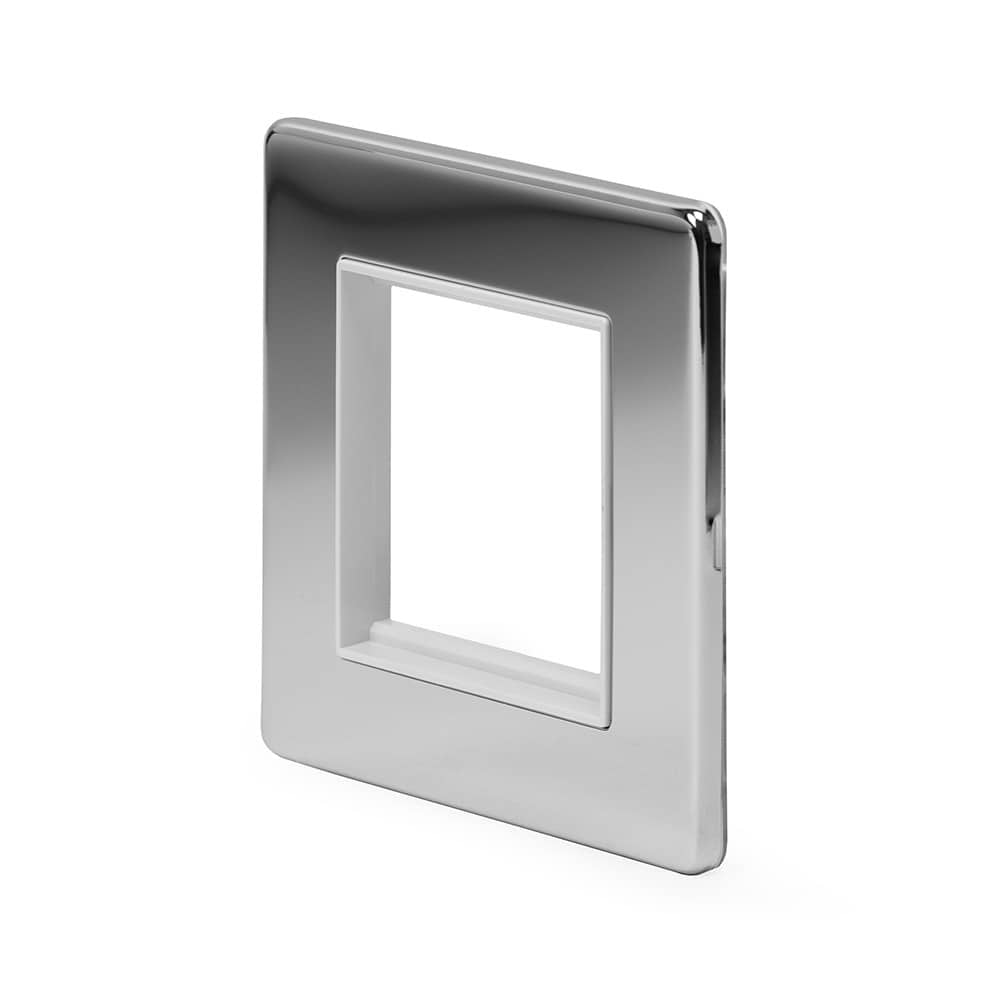 The Finsbury Collection Polished Chrome White Insert 2 x25mm EM-Euro Module Faceplate