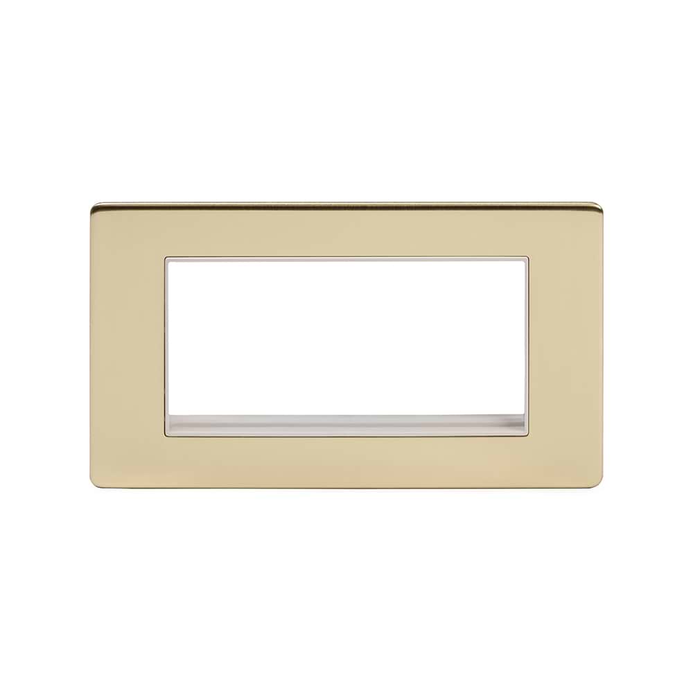 The Savoy Collection Brushed Brass White Insert 4 x25mm EM-Euro Module Faceplate