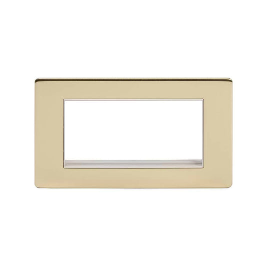 The Savoy Collection Brushed Brass White Insert 4 x25mm EM-Euro Module Faceplate