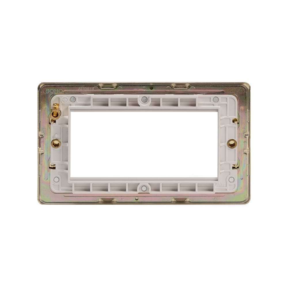The Savoy Collection Brushed Brass White Insert 4 x25mm EM-Euro Module Faceplate
