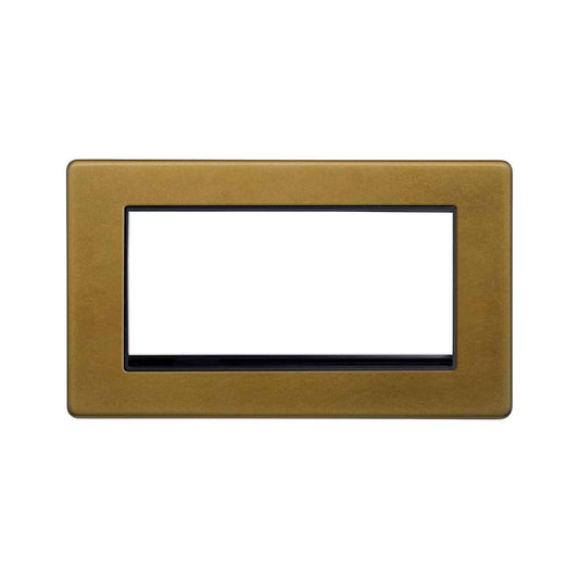The Belgravia Collection Old Brass 4 x25mm EM-Euro Module Faceplate