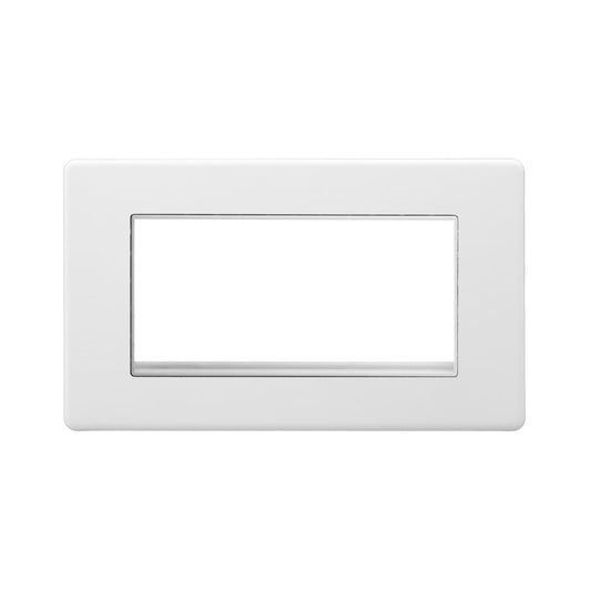 Soho Lighting Primed Paintable 4 x25mm EM-Euro Module Faceplate with White Insert