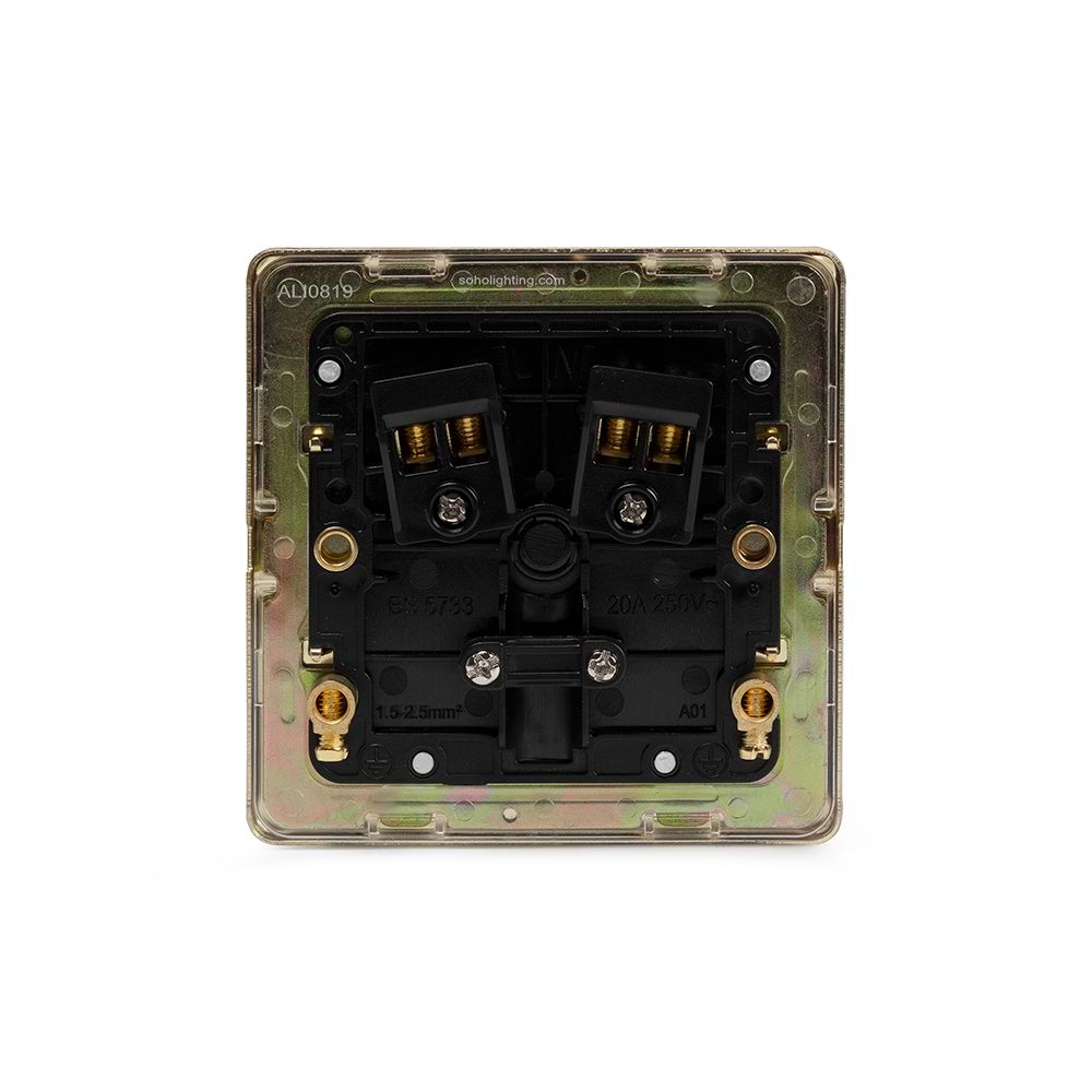The Savoy Collection Brushed Brass 20A Flex Outlet Black Insert Screwless