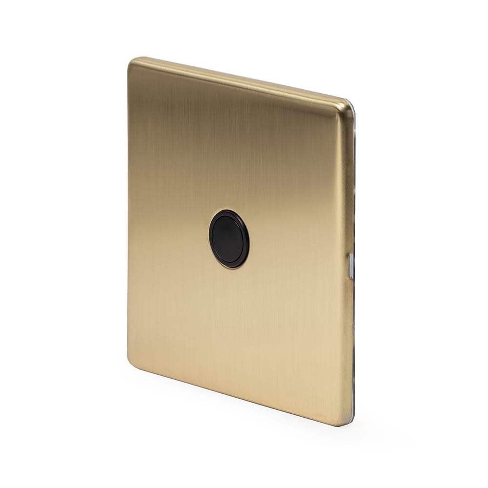 The Savoy Collection Brushed Brass 20A Flex Outlet Black Insert Screwless