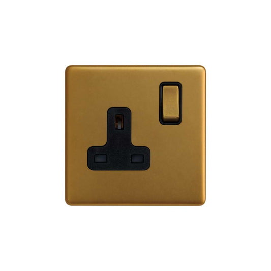 The Sloane Collection Antique Gold 1 Gang Double Pole Socket Single 13A