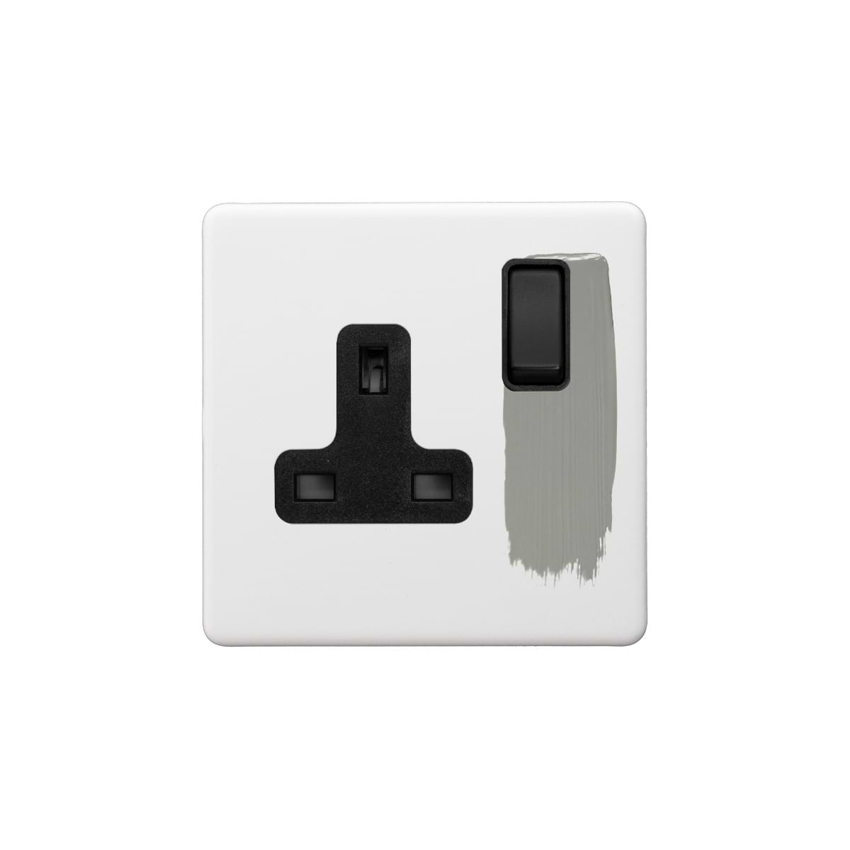Soho Lighting Primed Paintable 1 Gang Socket 13A Double Pole with Matt Black Switch