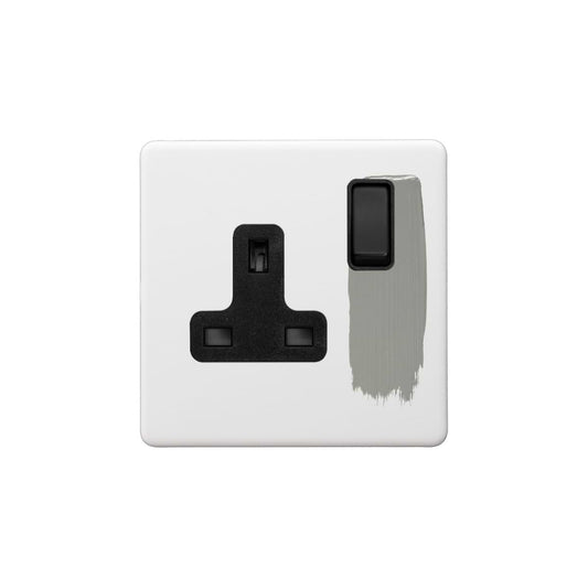 Soho Lighting Primed Paintable 1 Gang Socket 13A Double Pole with Matt Black Switch