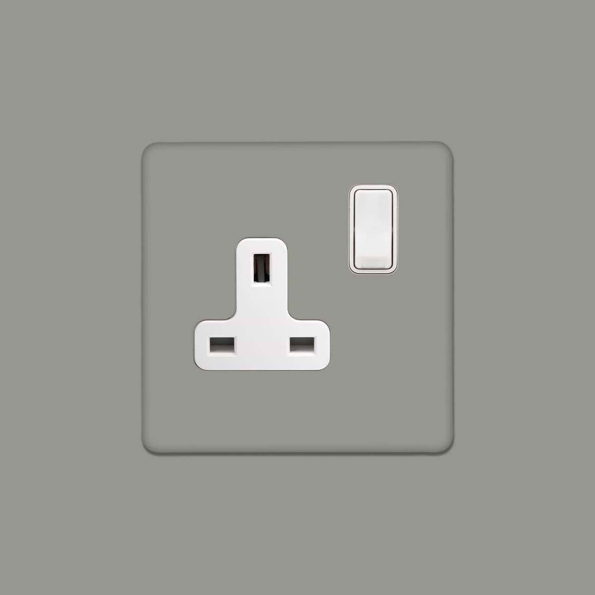 Soho Lighting Primed Paintable 1 Gang Socket 13A Double Pole with White Switch