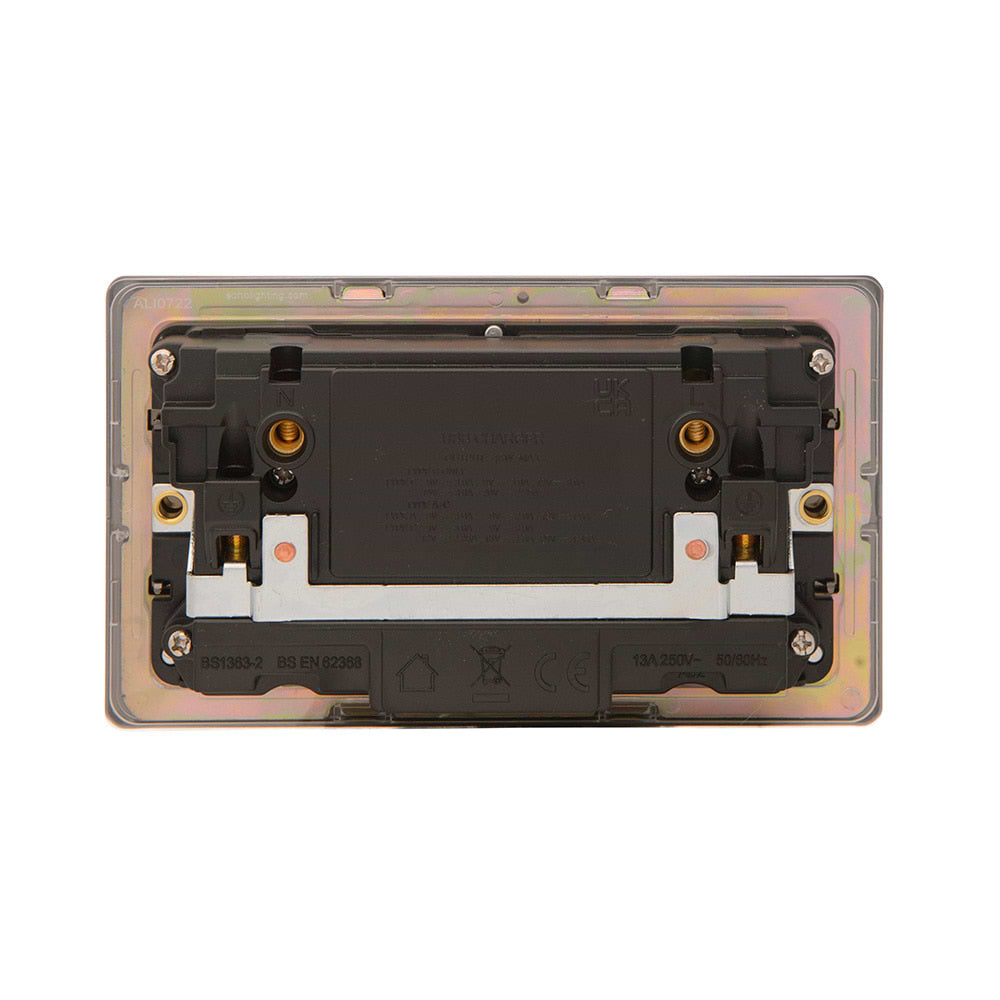 The Charterhouse Collection 13A 2 Gang Super Fast Charge 45W USB A+C Socket Antique Brass