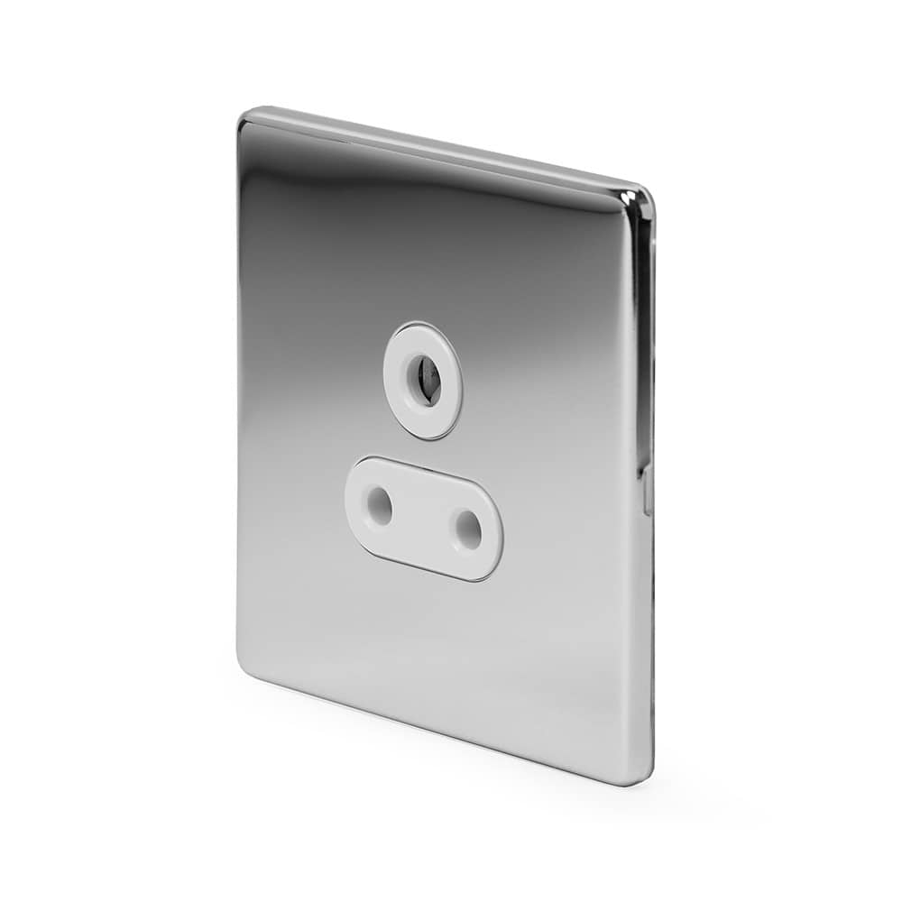The Finsbury Collection Polished Chrome 5 Amp Unswitched Socket Wht Ins Screwless